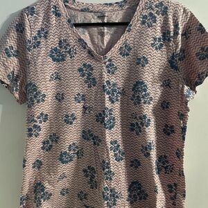 Sonoma Women's Pink and Blue Floral Top